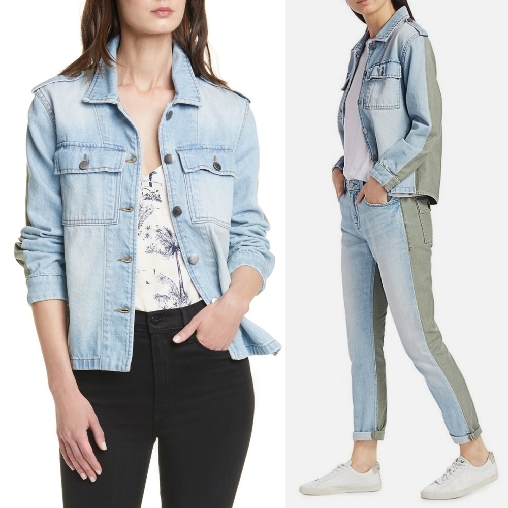 FRAME // ltd ed le shirt cargo mixed-media denim jacket shacket canteburry gate